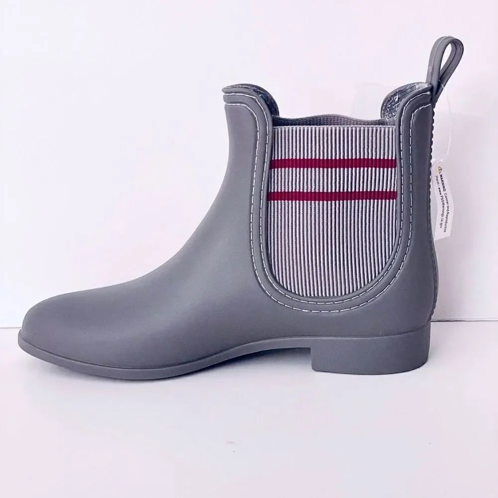 NWT Ferrera Couture 8 by Henry Ferrera Clarity Grey Rain Booties Boots w/elastic